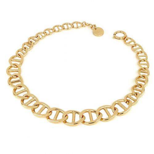 COLLANA UNOAERRE Donna Catena Traversino Placcato Oro Giallo 24 KT BRONZO Dorato - 1