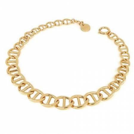 COLLANA UNOAERRE Donna Catena Traversino Placcato Oro Giallo 24 KT BRONZO Dorato - 1