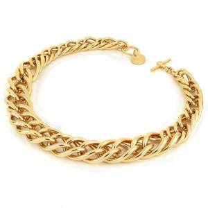 COLLANA UNOAERRE Donna Catena SPIGA Placcato Oro Giallo 24 Karati BRONZO Dorato - 1