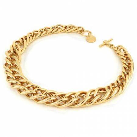 COLLANA UNOAERRE Donna Catena SPIGA Placcato Oro Giallo 24 Karati BRONZO Dorato - 1