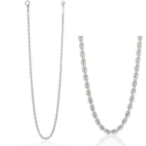 COLLANA UNOAERRE Donna CORDA Fune Lunga Placcato Argento 925% In BRONZO Bianco  - 1