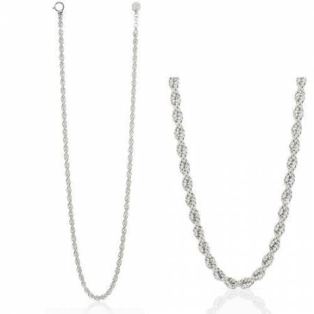 COLLANA UNOAERRE Donna CORDA Fune Lunga Placcato Argento 925% In BRONZO Bianco  - 1