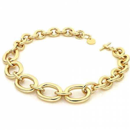 COLLANA UNOAERRE Donna Catena Forzatina Placcato Oro Giallo 24 KT BRONZO Dorato - 1