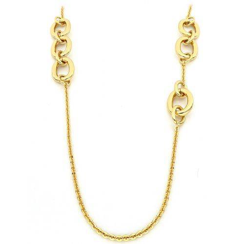 COLLANA UNOAERRE Donna Catena Lunga Placcato Oro Giallo 24 KT In BRONZO Dorato - 1