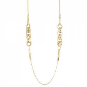 COLLANA UNOAERRE Donna Lunga Rolò Grumetta Placcato Oro Giallo 24K BRONZO Dorato - 1