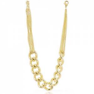 COLLANA UNOAERRE Donna Catena Grumetta Placcato Oro Giallo 24 KT BRONZO Dorato - 1