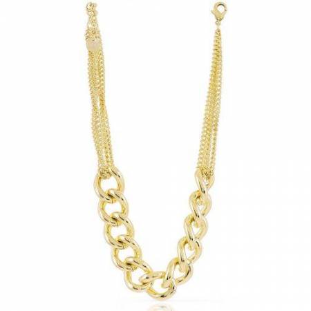 COLLANA UNOAERRE Donna Catena Grumetta Placcato Oro Giallo 24 KT BRONZO Dorato - 1