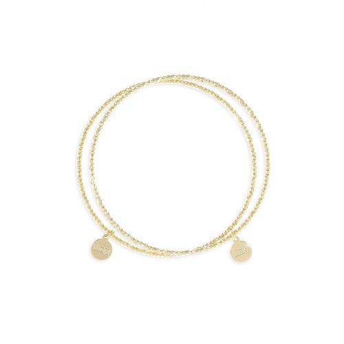 BRACCIALE UNOAERRE Donna Rigido In Bronzo Dorato Placcato Oro 24 Kt Diamantato - 1