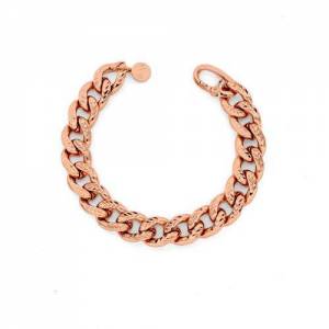 BRACCIALE UNOAERRE Donna Catena Grumetta BRONZO Rosato Placcato Oro Rosa 24 Kt - 1