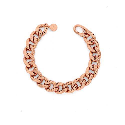 BRACCIALE UNOAERRE Donna Catena Grumetta BRONZO Rosato Placcato Oro Rosa 24 Kt - 1