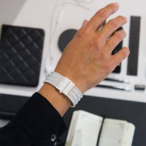 BRACCIALE UNOAERRE Donna Rigido Chicco Di Riso In BRONZO Argentato Argento 925% - 2