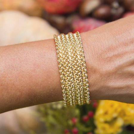 BRACCIALE UNOAERRE Donna Rigido Chicco Di Riso In BRONZO Dorato Placcato Oro Giallo 24 KT - 3