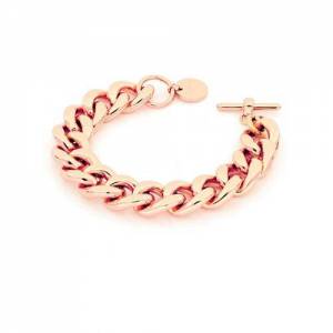 BRACCIALE UNOAERRE Donna Catena Grumetta In BRONZO Rosato Placcato Oro Rosa 24Kt - 1