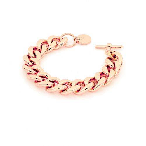 BRACCIALE UNOAERRE Donna Catena Grumetta In BRONZO Rosato Placcato Oro Rosa 24Kt - 1