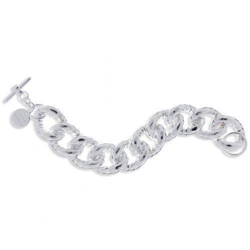 BRACCIALE UNOAERRE Donna Catena Grumetta BRONZO Argentato Placcato Argento 925% - 2