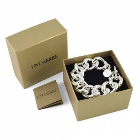 BRACCIALE UNOAERRE Donna Catena Grumetta BRONZO Argentato Placcato Argento 925% - 3