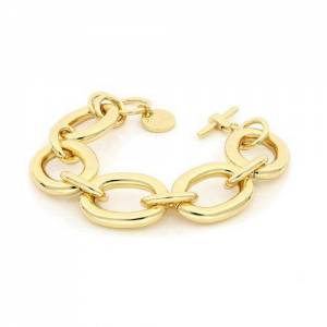 BRACCIALE UNOAERRE Donna Catena Con Ovali BRONZO Dorato Placcato Oro Giallo 24Kt - 1