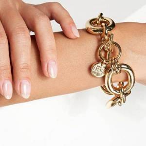 BRACCIALE UNOAERRE Donna Catena Con Ovali BRONZO Dorato Placcato Oro Giallo 24Kt - 1 2