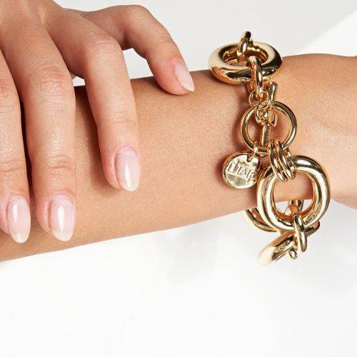 BRACCIALE UNOAERRE Donna Catena Con Ovali BRONZO Dorato Placcato Oro Giallo 24Kt - 2