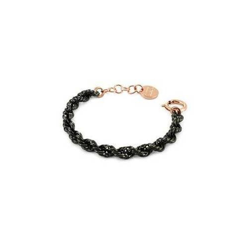 BRACCIALE UNOAERRE Donna BRONZO CORDA Nero Placcato Rutenio Oro Rosa 24 Karati - 1