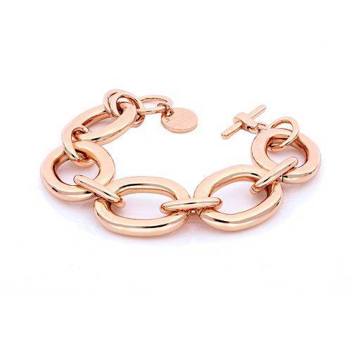 BRACCIALE UNOAERRE Donna Catena Ovali BRONZO Rosato Placcato Oro Rosa 24 Karati - 1