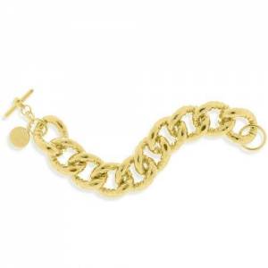 BRACCIALE UNOAERRE Donna Catena GRUMETTA BRONZO Dorato Placcato Oro Giallo 24 KT - 1 2