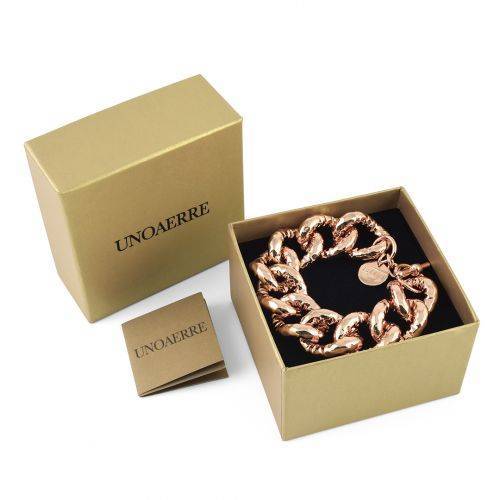 BRACCIALE UNOAERRE Donna Catena GRUMETTA BRONZO Rosato Placcato Oro Rosa 24 KT - 3