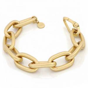 BRACCIALE UNOAERRE Donna Catena BRONZO Dorato Satinato Sabbia Placcato Oro 24 KT - 1