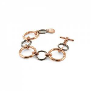 BRACCIALE UNOAERRE Donna Catena BRONZO Rosato Nero Placcato Oro Rosa 24K Rutenio - 1