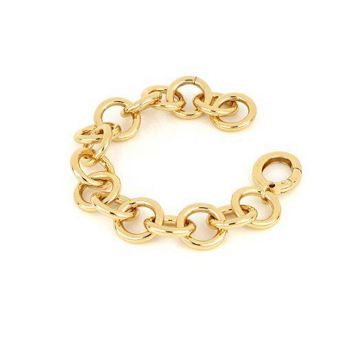 BRACCIALE UNOAERRE Donna Catena Tonda In BRONZO Dorato Placcato Oro Giallo 24 Kt - 1
