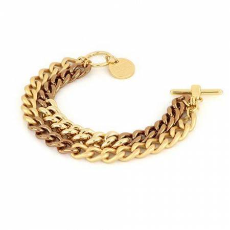 BRACCIALE UNOAERRE Donna Catena Grumetta BRONZO Dorato Cioccolato Oro Giallo 24Kt - 1