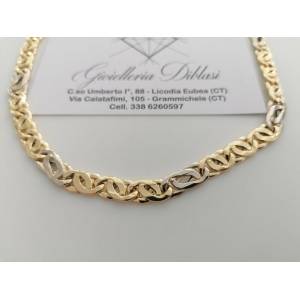 COLLANA COLLIER ORO 18 KT 750% Bicolor GIALLO BIANCO Uomo Donna CATENA Girocollo - 1