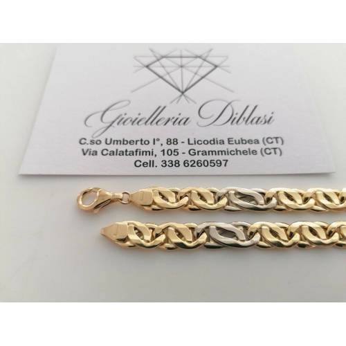 COLLANA COLLIER ORO 18 KT 750% Bicolor GIALLO BIANCO Uomo Donna CATENA Girocollo - 2