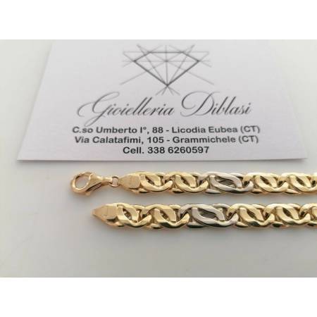 COLLANA COLLIER ORO 18 KT 750% Bicolor GIALLO BIANCO Uomo Donna CATENA Girocollo - 2