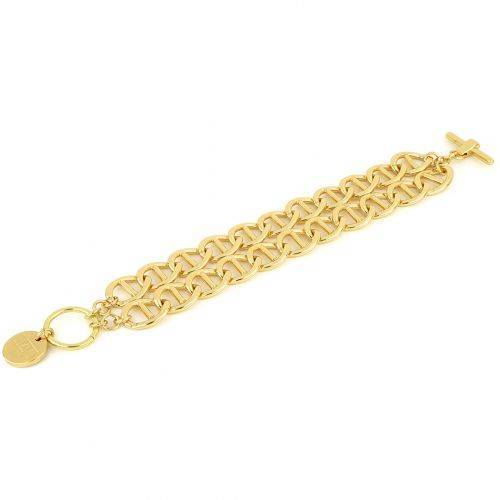 BRACCIALE UNOAERRE Donna Catena Traversino BRONZO Dorato Placcato Oro Giallo 24K - 1