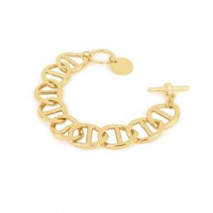 BRACCIALE UNOAERRE Donna Catena Traversino BRONZO Dorato Placcato Oro Giallo 24K - 1