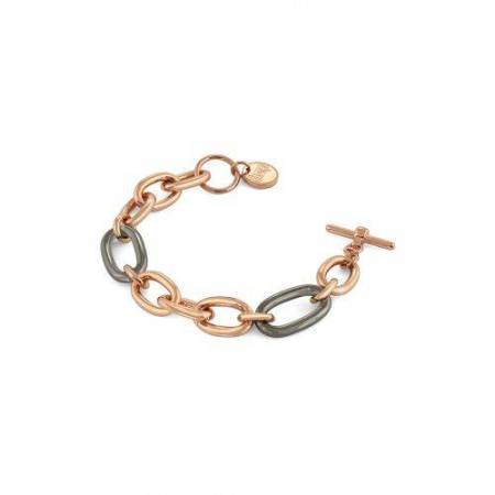BRACCIALE UNOAERRE Donna BRONZO Rosato NERO Placcato Oro ROSA 24 Karati Rutenio - 1