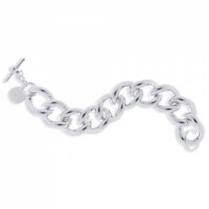 BRACCIALE UNOAERRE Donna Catena Maxi Grumetta BRONZO Bianco Placcato Argento 925 - 1