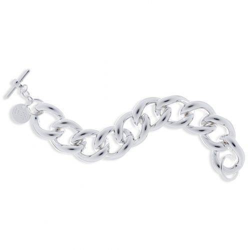 BRACCIALE UNOAERRE Donna Catena Maxi Grumetta BRONZO Bianco Placcato Argento 925 - 1