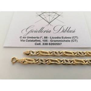 COLLANA ORO Bicolore GIALLO E BIANCO 18 Kt 750% Uomo Donna Unisex Collier CATENA - 1 2