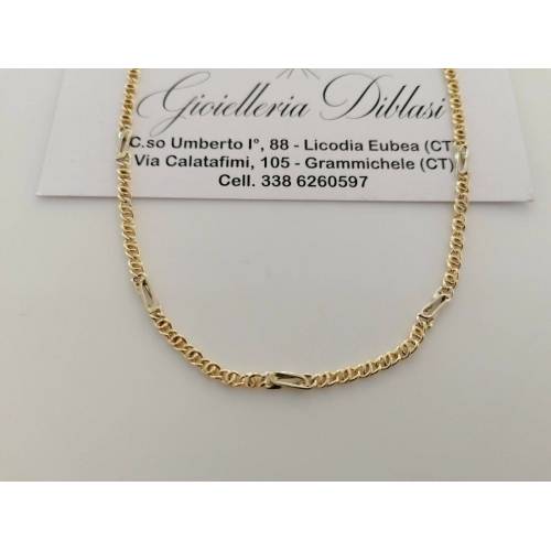 COLLANA Collier Catena ORO Bicolore GIALLO BIANCO 18Kt 750% Uomo Donna Girocollo - 1