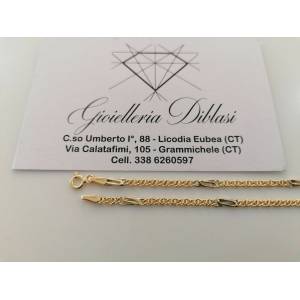 COLLANA Collier Catena ORO Bicolore GIALLO BIANCO 18Kt 750% Uomo Donna Girocollo - 1 2