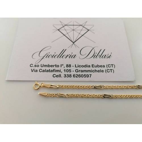 COLLANA Collier Catena ORO Bicolore GIALLO BIANCO 18Kt 750% Uomo Donna Girocollo - 2