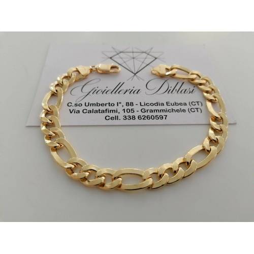 BRACCIALE Uomo Donna Unisex ORO GIALLO 18 Karati 750%/1000 Maglia CATENA Italia - 1