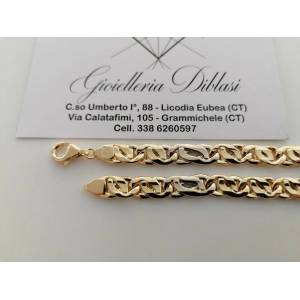 BRACCIALE In ORO 18 Karati 750% Uomo Donna Bicolore GIALLO BIANCO Maglia Catena - 1 2