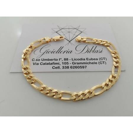 BRACCIALE Uomo Donna Unisex ORO GIALLO 18 Karati 750%/1000 Maglia CATENA Italia - 1