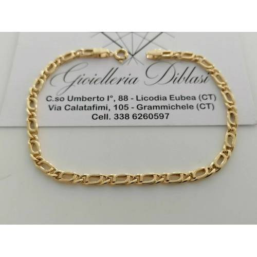 BRACCIALE Uomo Donna Unisex ORO GIALLO 18 Karati 750%/1000 Maglia CATENA Italia - 1