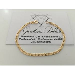BRACCIALE Uomo Donna Unisex ORO GIALLO 18 Karati 750%/1000 Maglia CATENA Italia - 1