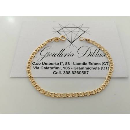 BRACCIALE Uomo Donna Unisex ORO GIALLO 18 Karati 750%/1000 Maglia CATENA Italia - 1