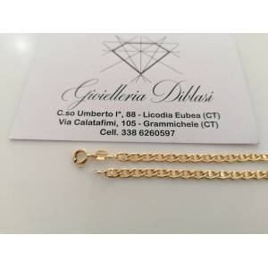 BRACCIALE Uomo Donna Unisex ORO GIALLO 18 Karati 750%/1000 Maglia CATENA Italia - 1 2